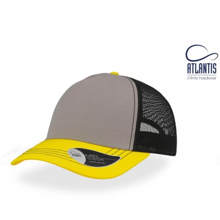 Καπέλο πεντάφυλλο (Atl Rapper Canvas) γκρι-κίτρινο-μαύρο